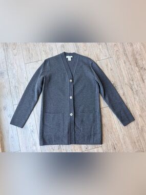 Vintage Celine Paris Gray Liana Wool Luxury Knit Cardigan Engraved Buttons